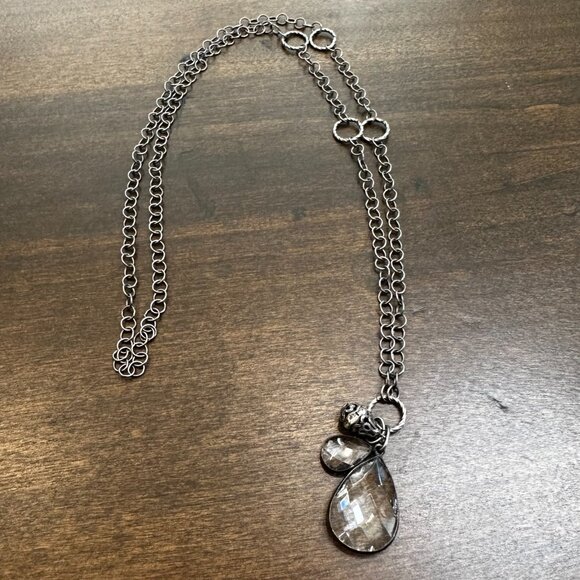 Mack and Jane Gunmetal Crystal Bohemian 3-Charm Necklace - Picture 3 of 5